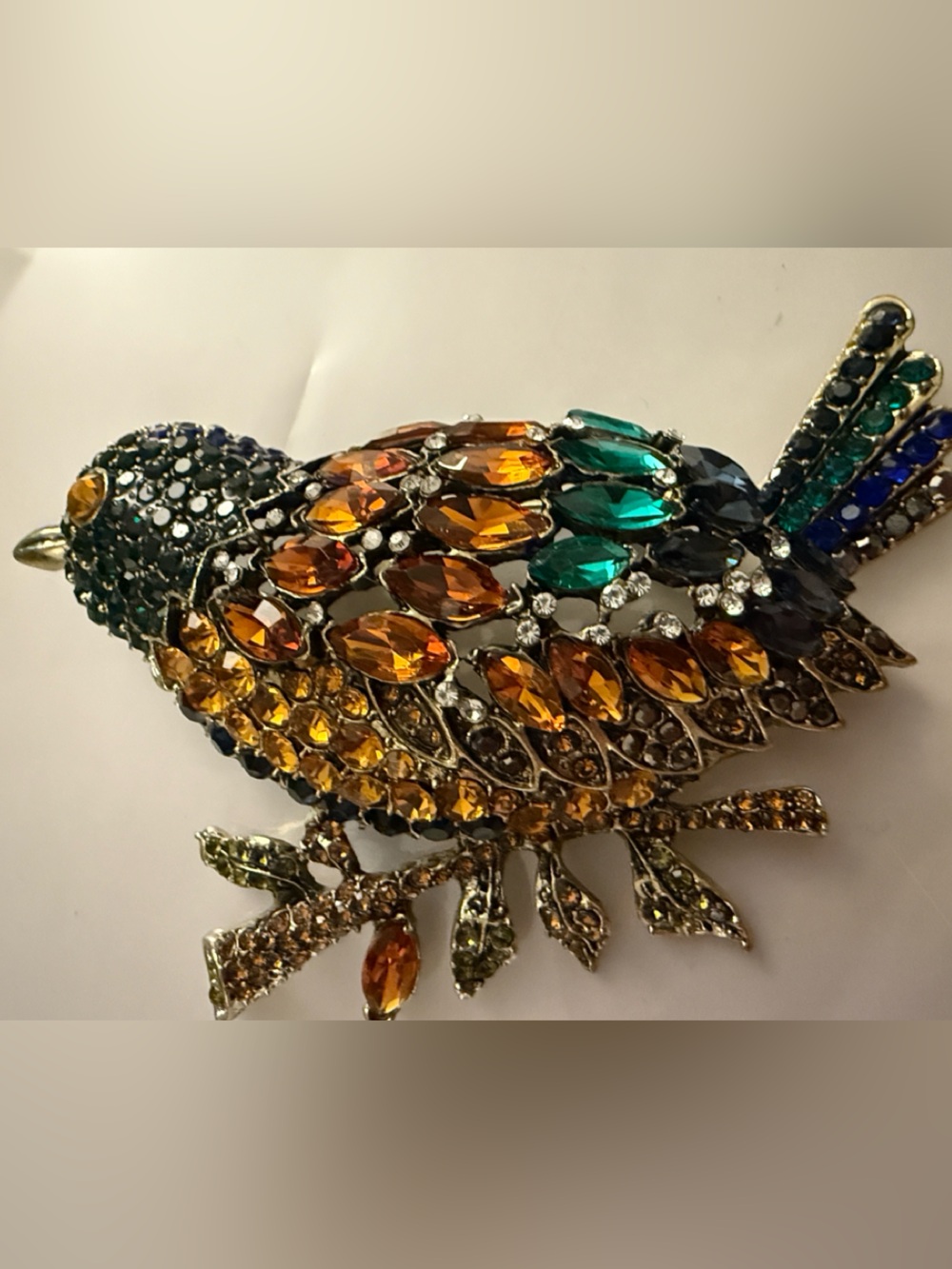 Multicolor Crystal Bird Brooch Pin - Elegant Sparkling Accent XL Statement